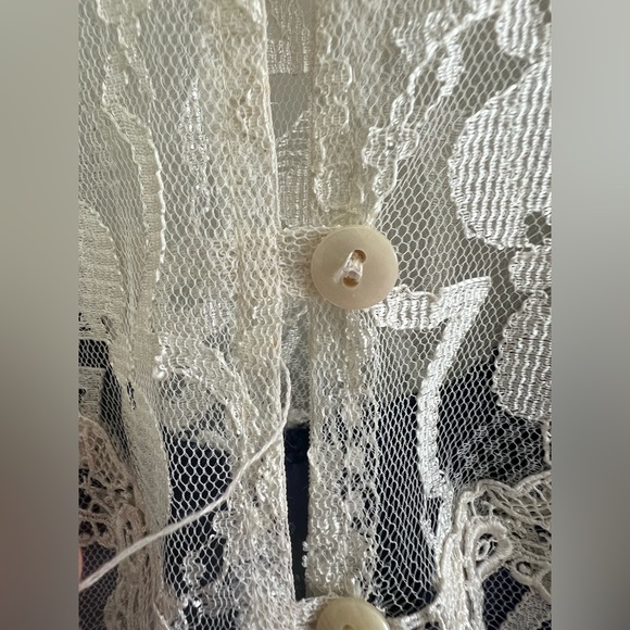 Gunne Sax • Jessica McClintock Vintage Prairie Dress Lace Smock Neck Long Sleeve - Picture 10 of 11